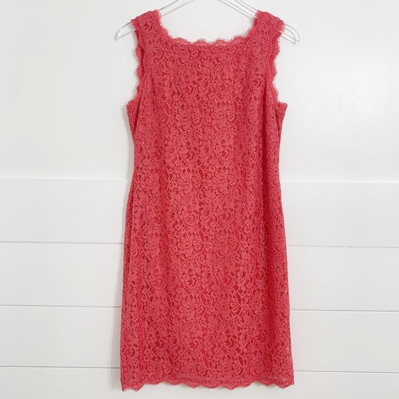 Adrianna Papell Dresses & Skirts - Adrianna Papell coral pink lace dress zip back